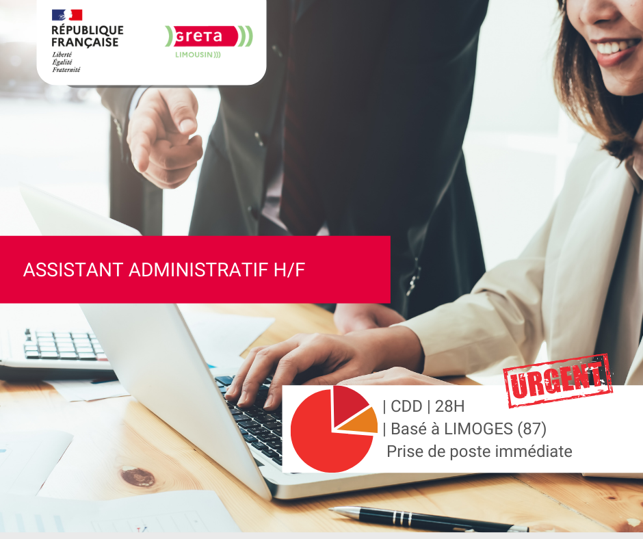 Urgent Offre D Emploi Assistant Administratif H F Greta Du Limousin