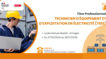 Titre Professionnel de Technicien d'Équipement et d'Exploitation en Électricité (TEEE) - Limoges